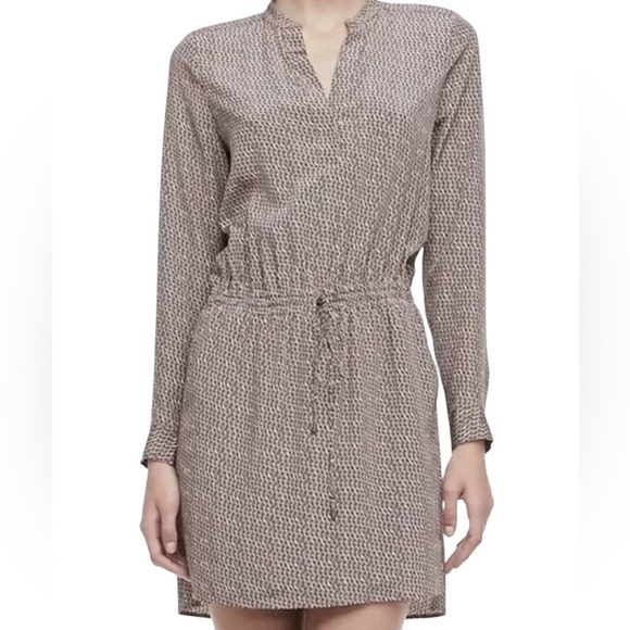 VINCE Silk Printed Shirt Dress Size: 2 - Picture 2 of 9
